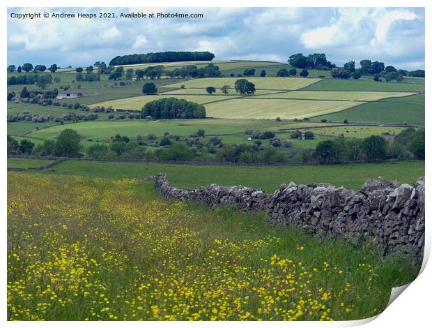 Rolling fields around Lathkill Dale Print by Andrew Heaps