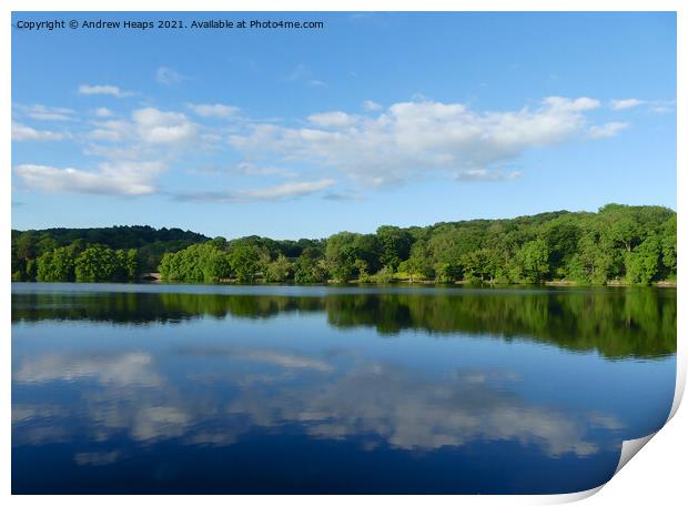 Knypersley reservoir reflections Print by Andrew Heaps