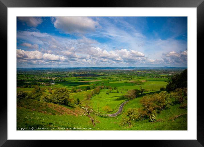 Coaley Peak Viewpoint, winding road Framed Mounted Print by Chris Rose
