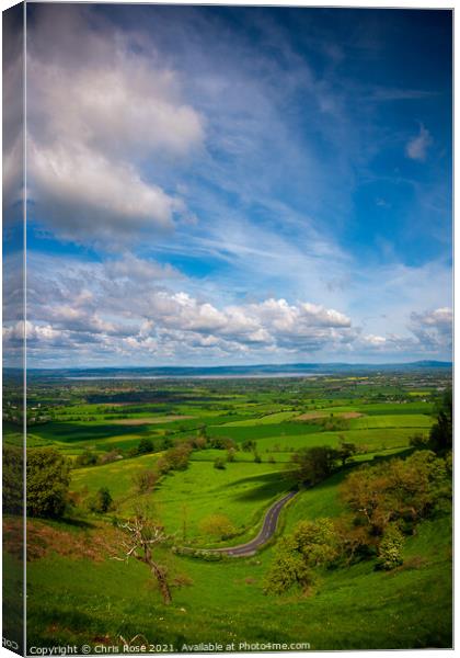Coaley Peak Viewpoint, winding road Canvas Print by Chris Rose