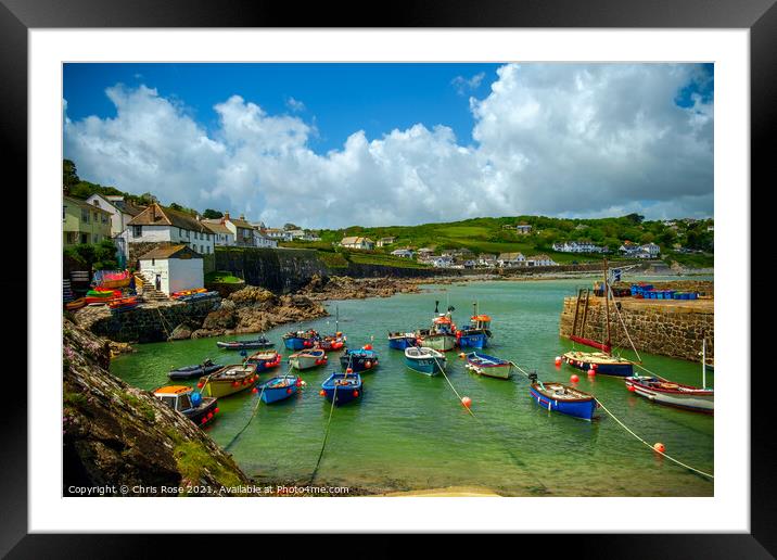 Coverack harbour on the Lizard Peninsula, Cornwall Framed Mounted Print by Chris Rose