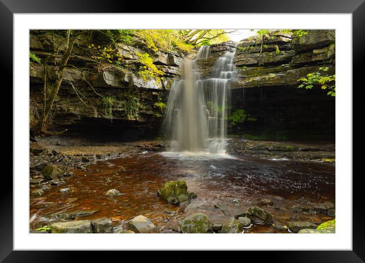 Sumerhill Force and Gibsons cave Framed Mounted Print by Kevin Winter