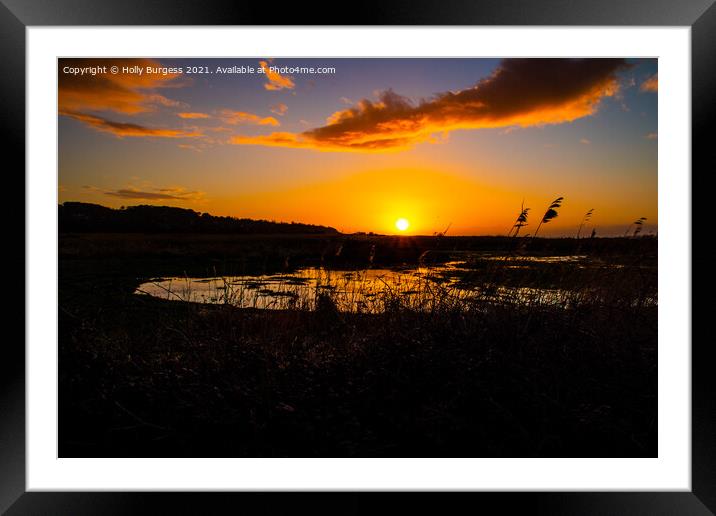Sunsetting over the Marsh In France Framed Mounted Print by Holly Burgess