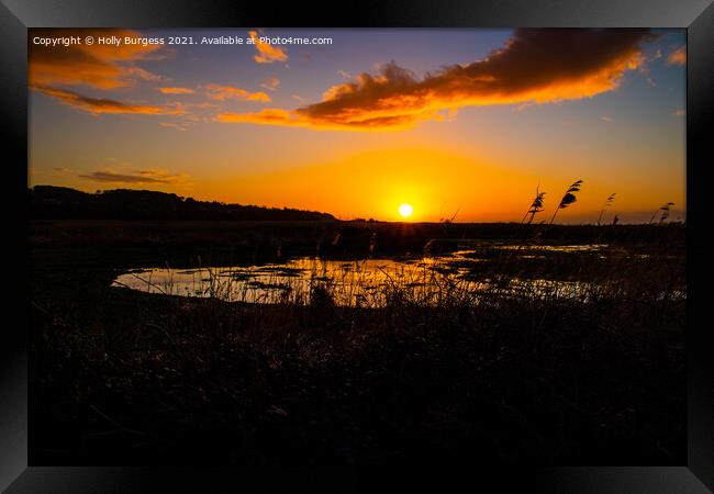 Sunsetting over the Marsh In France Framed Print by Holly Burgess