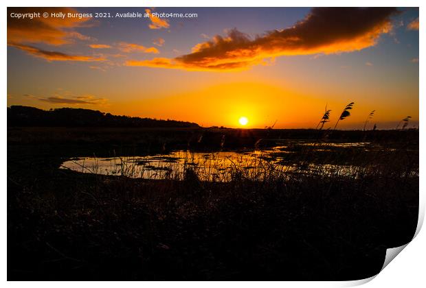 Sunsetting over the Marsh In France Print by Holly Burgess