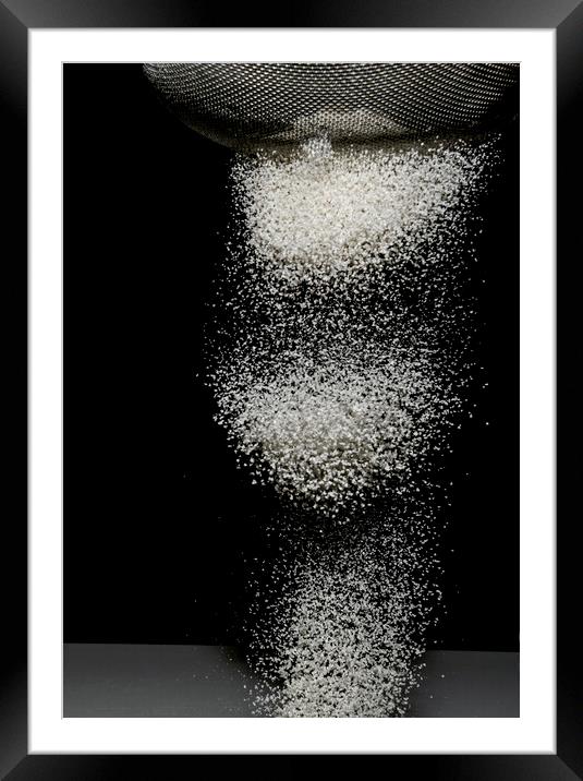 Sifting Flour on Black Background Framed Mounted Print by Antonio Ribeiro