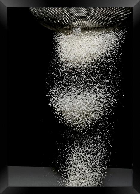 Sifting Flour on Black Background Framed Print by Antonio Ribeiro