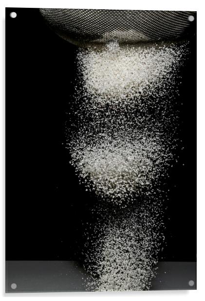 Sifting Flour on Black Background Acrylic by Antonio Ribeiro