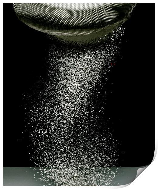 Sifting Flour on Black Background Print by Antonio Ribeiro