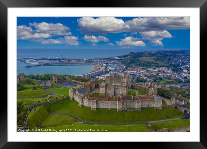 Dover Castle Framed Mounted Print by A N Aerial Photography