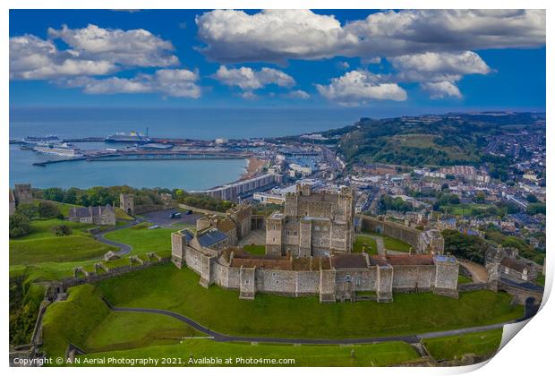 Dover Castle Print by A N Aerial Photography