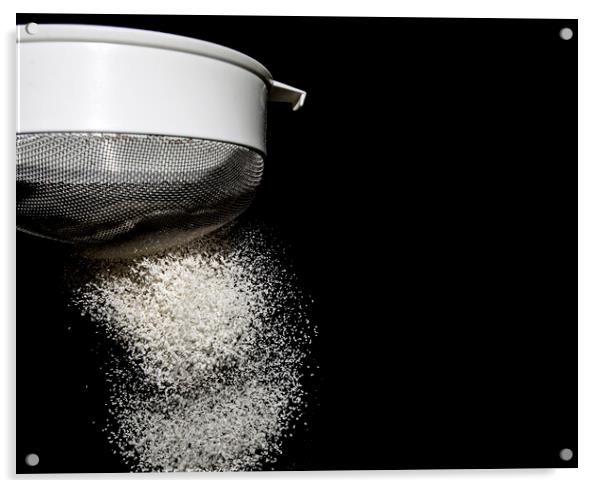 Sifting Flour on Black Background Acrylic by Antonio Ribeiro