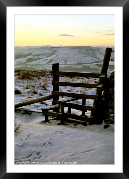 Dawn countryside walk, Derbyshire, UK. Portrait Framed Mounted Print by john hill