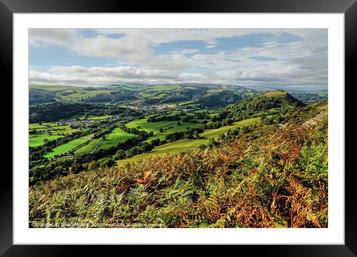 Vale of Llangollen from the mountains  Framed Mounted Print by Diana Mower