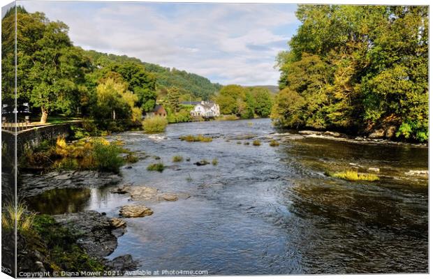 The Dee at Llangollen Canvas Print by Diana Mower