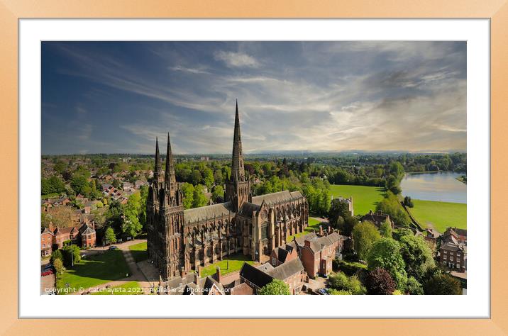 Lichfield Cathedral Aerial View Framed Mounted Print by Catchavista 