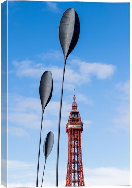 Dart sculptures in front of Blackpool Tower Canvas Print by Jason Wells