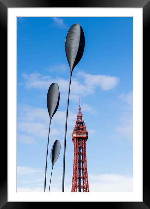 Dart sculptures in front of Blackpool Tower Framed Mounted Print by Jason Wells