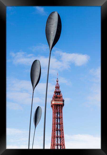 Dart sculptures in front of Blackpool Tower Framed Print by Jason Wells