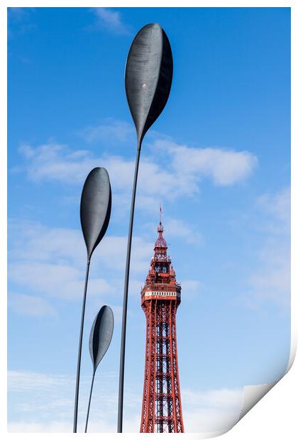 Dart sculptures in front of Blackpool Tower Print by Jason Wells