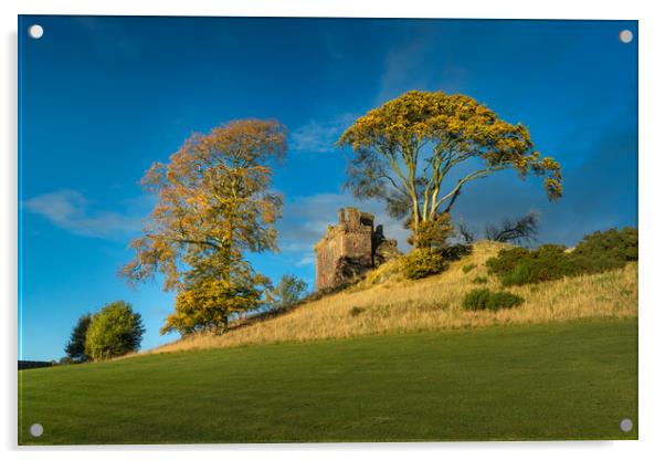 Balvaird Castle Golden Hour  Acrylic by Anthony McGeever