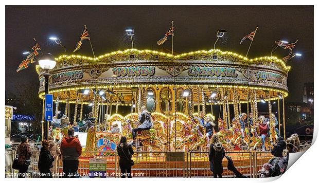 Carousel ride Albert Dock Print by Kevin Smith