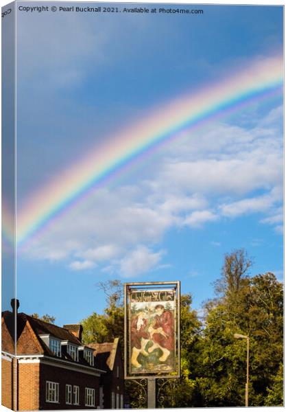 Rainbow Over Chalfont St Giles Canvas Print by Pearl Bucknall
