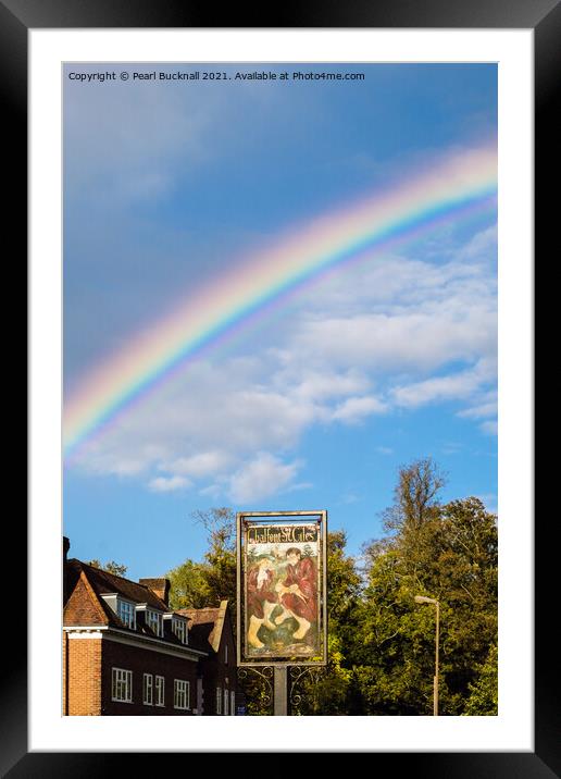 Rainbow Over Chalfont St Giles Framed Mounted Print by Pearl Bucknall