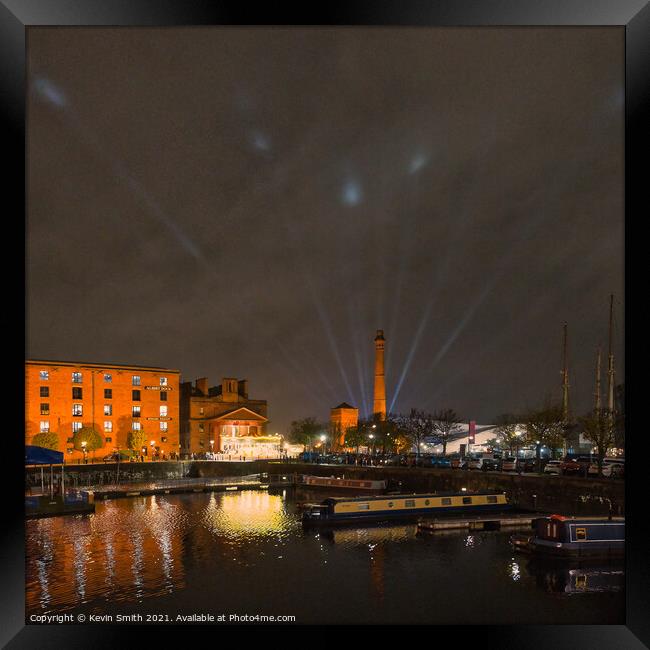 Albert Dock festival of light Framed Print by Kevin Smith