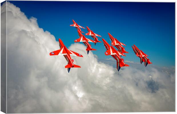 Red Arrows sky high Canvas Print by Gary Eason