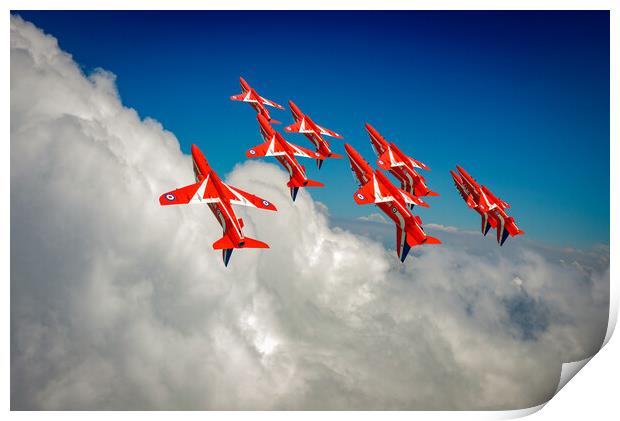 Red Arrows sky high Print by Gary Eason