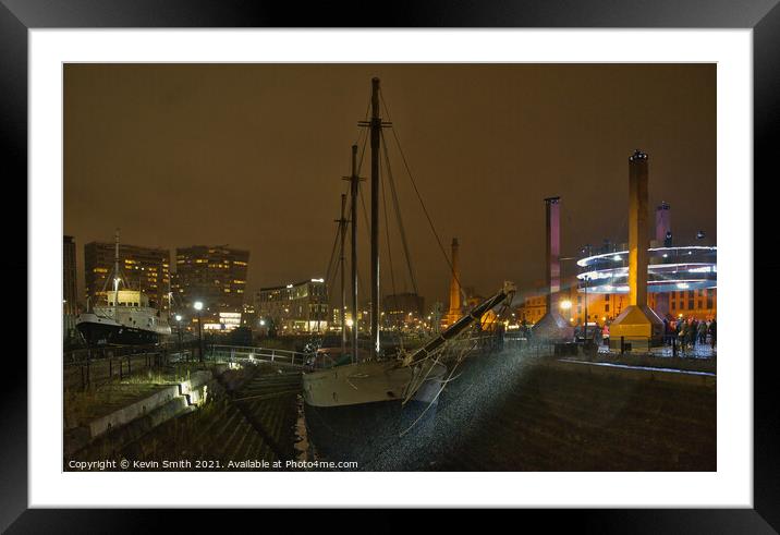 A Tall ship in drydock  at Albert Dock Liverpool Framed Mounted Print by Kevin Smith