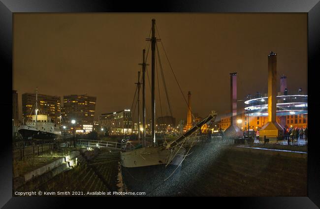 A Tall ship in drydock  at Albert Dock Liverpool Framed Print by Kevin Smith