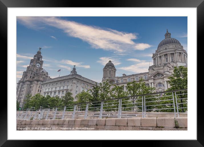 Three Graces Pier Head Liverpool Framed Mounted Print by Phil Longfoot