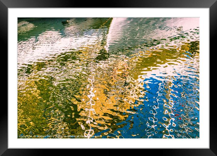 Waterfront White Ship Reflection Abstract Inner Harbor Honfluer  Framed Mounted Print by William Perry