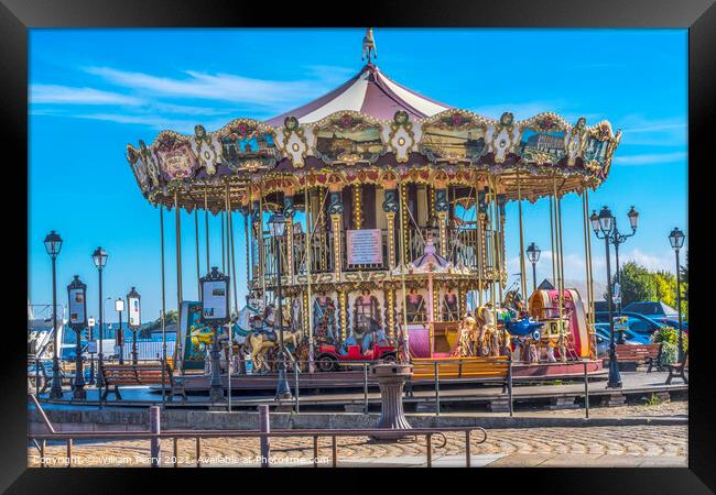 Merry Go Round Inner Harbor Honfluer France Framed Print by William Perry