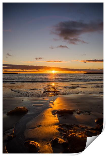 Sun setting over the sea Print by Alan Jackson