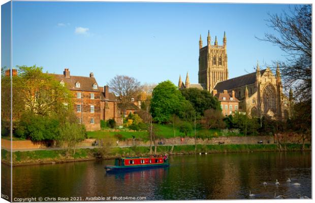 River Severn by Worcester Cathedral Canvas Print by Chris Rose