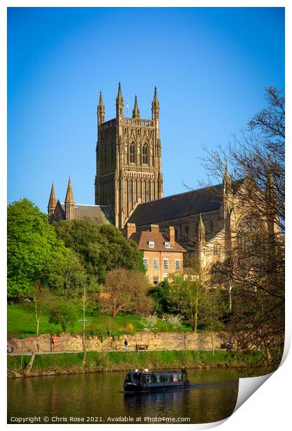 River Severn by Worcester Cathedral  Print by Chris Rose