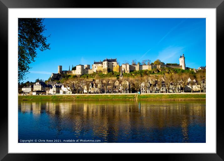 Chinon on the River Vienne Framed Mounted Print by Chris Rose
