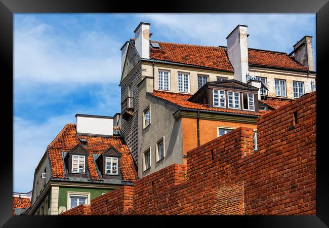 Warsaw Old Town Houses And Wall Framed Print by Artur Bogacki