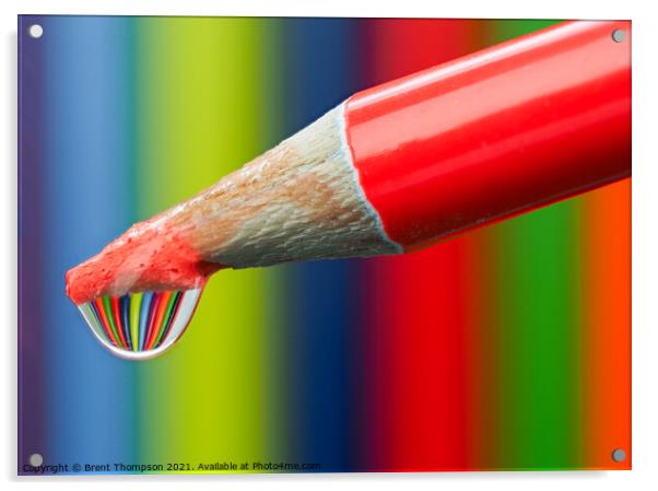 Rainbow coloured pencils Acrylic by Brent Thompson