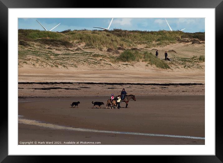 Autumn Activity on Camber Sands. Framed Mounted Print by Mark Ward