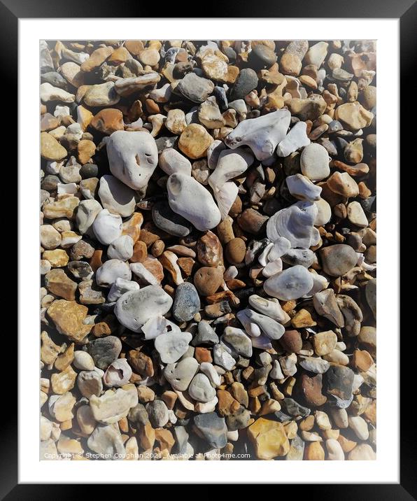 Pebble Love Heart on Southsea Beach Framed Mounted Print by Stephen Coughlan