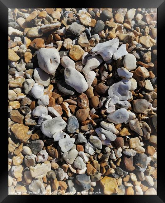 Pebble Love Heart on Southsea Beach Framed Print by Stephen Coughlan