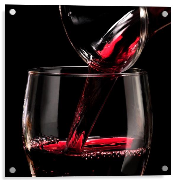 Pouring Red Wine Acrylic by Phil Robinson