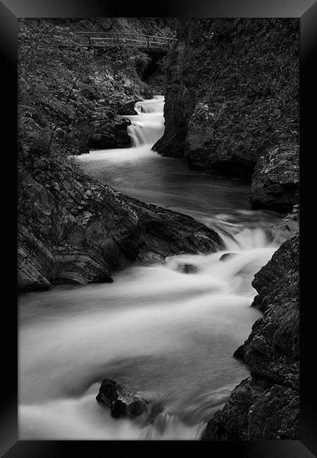The Soteska Vintgar gorge in Black and White Framed Print by Ian Middleton