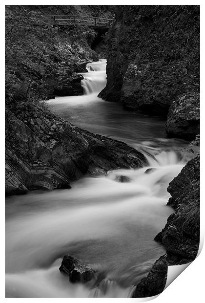 The Soteska Vintgar gorge in Black and White Print by Ian Middleton