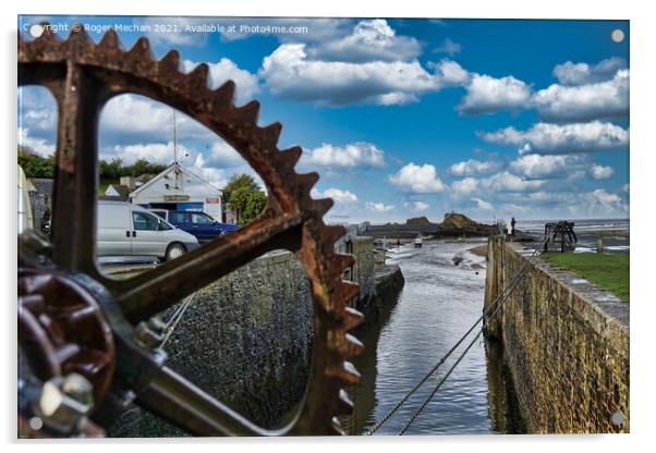 The Magnificence of Bude Canal Lock Gear Wheel Acrylic by Roger Mechan