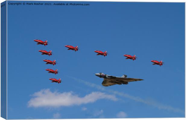 Vulcan XH558 flypast with the Red Arrows Canvas Print by Mark Rosher